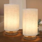 Table Lamps for Bedrooms Set of 2, Minimalist Bedside Lamps Set with Round Fabric Linen Shade,Reading Small Desk Lamp Set of 2 for Kids Room, Night Nightstand Lamp Set for Living Room, Office - Image 2