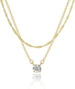 Tewiky Dainty 14k Gold Plated/Silver Cubic Zirconia Necklaces for Women, Simple CZ Jewelry Necklaces Trendy Gifts - Image 2