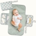 Tiny Twinkle Portable Diaper Changing Pad – Foldable, Waterproof & Compact Travel Changing Mat with Storage | Smart Wipes Pocket for On-The-Go Parents | Gift for Newborn Baby Girl & Boy(Sage Checkers) - Image 2