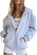 Trendy Queen Womens Zip Up Hoodies Oversized Sweatshirts Fall School Fashion Outfits Casual Jackets 2025 Winter Clothes - Image 2