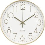 Wall Clock 12 Inch Non-Ticking Silent Modern Simple Style Round Decor Clock Gold Stereoscopic Dial Quartz Wall Clocks for Home/Office/School/Living Room/Bedroom/Kitchen - Image 2