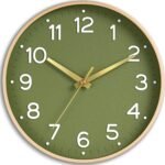 Wall Clock Green, Silent Wall Clocks Battery Operated 8 Inch-Modern Non Ticking Analog Clock Decorative for Kitchen Office Bathroom Bedroom(Gold) - Image 2