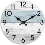 Wall Clock Silent Non-Ticking Wooden Clocks Battery Operated 10 Inch Small Country Retro Rustic and Beach Style Decorative for Living Room, Kitchen, Home,Bathroom, Bedroom (Blue) - Image 2