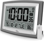 WallarGe Atomic Clock with Outdoor and Indoor Temperature - 12.5 Inch Self-Setting Digital Clock Large Display, Battery Operated Wall Clocks or Desk Clocks for Bedroom, Livingroom, Office - Image 2