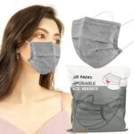 Wecolor 100 Pcs Disposable 3 Ply Earloop Face Masks, Suitable for Home, School, Office and Outdoors (Gray) - Image 2