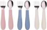 WeeSprout Toddler Utensils, 3 Forks & 3 Spoons, 18/8 Stainless Steel & Food Grade Silicone, Thick Easy-Grip Handles, Perfect Length For New Self Feeders, Gentle On Gums & Teeth, Dishwasher Safe - Image 2