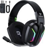 Wireless Gaming Headsets for PC, PS5, PS4, Switch, Mac, 2.4GHz Wireless Gaming Headphone with ENC Noise Canceling Microphone, Bluetooth 5.4, Cool Lighting, 50H Battery, 50mm Drivers - Image 2
