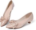 Womens Low Kitten Heels Dressy Shoes Work Comfortable Closed Toe Flower Slip on Formal Party Dance Heeled Pumps - Image 2