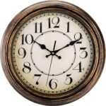 ZENFUN 12'' Round Classic Wall Clock, Battery Operated Quartz Clock Silent Non Ticking Wall Clock, Decorative for Kitchen, Home, Living Room, Farmhouse, Bedrooms, Easy to Read, Bronze - Image 2