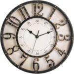 ZOOFOX 12 Inch Retro Wall Clock, Silent Non-Ticking Battery Operated Movement Decorative Round Quartz Wall Clock, Raised 3D Arabic Numeral Clock for Home, Living Room, Kitchen, Office - Image 2