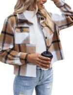 Zeagoo Flannels for Women Cropped Shacket Jacket Fashion Plaid Button Down Shirt 2025 Fall Coat Tops - Image 2