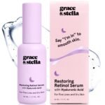grace & stella Retinol Serum for Face with Hyaluronic Acid (50ml/1.7 fl oz) - Restoring Retinol Hyaluronic Acid Serum for Face to Reduce Fine Lines & Wrinkles - Acido Hialuronico - Vegan Skincare - Image 2