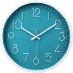 jomparis 12 Inch Silent Non-Ticking Battery Operated Round Turquoise Wall Clock Easy to Read for Pool/Home/Office/School/Kitchen/Bedroom/Living Room Teal Clocks - Image 2