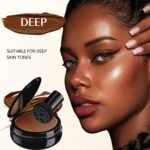 Mushroom Head Air Cushion CC Cream - BB Cream Face Makeup Foundation for Mature Skin Moisturizing Concealer Brighten Long-Lasting, Even Skin Tone for All Skin Types (Deep) - Image 4