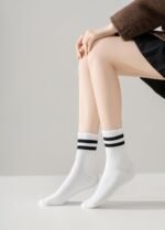 Irisbear Womens Crew Socks Cushioned Cotton Striped Quarter Socks Vintage Retro Running Socks 6 Pairs - Image 5