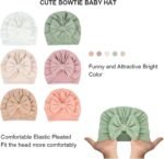 6 PCS Stretchy Baby Turban Hats, Baby Hat with Bows for Girls, Baby Boys Caps, Toddler, Newborn, Infant Hat Unisex - Image 5