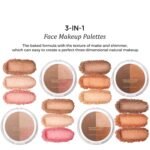 Baked Blush Highlight Bronze Powder 3-in-1 Contour Palette Sculpt Satin Silky Smooth Makeup Palettes Powder (001-Fair) - Image 6