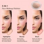 Baked Blush Highlight Bronze Powder 3-in-1 Contour Palette Sculpt Satin Silky Smooth Makeup Palettes Powder (001-Fair) - Image 9