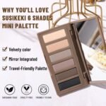 6 Colors Mini Eyeshadow Makeup Palette Neutral Nude Smoky Eye Shadow Taupe & Brown Matte Make Up Pallet with Mirror Highly Pigmented Long Lasting Waterproof Travel Size Gift Kit 01 - Image 5