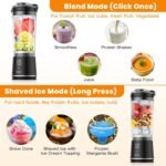 Personal Size Portable Blender for Shakes & Smoothies, 16oz Mini Small Smoothie Blender with On Go Lid & Sip Lid, 26000RPM Rechargeable Cordless Electric Blender for Travel Gym Office - Image 5
