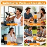 Personal Size Portable Blender for Shakes & Smoothies, 16oz Mini Small Smoothie Blender with On Go Lid & Sip Lid, 26000RPM Rechargeable Cordless Electric Blender for Travel Gym Office - Image 10