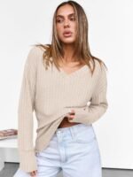 ANRABESS Long Sleeve Shirts for Women V Neck Casual Fall Tops Loose Fit Lightweight Sweaters Tunic Fashion 2025 Clothes - Image 4