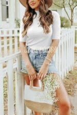 LIYOHON Womens Tops Dressy Casual Mock Turtleneck Business Short Sleeve T Shirts Going Out Tops 2025 - Image 7