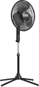 EZ-CHILL 16” Oscillating Pedestal Fan, 3-speed Options, 90-Degree Oscillating Head, Adjustable Height and Tilt, Powerful Air Flow, Black, MTFS-16B-BLK - Image 3