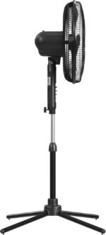 EZ-CHILL 16” Oscillating Pedestal Fan, 3-speed Options, 90-Degree Oscillating Head, Adjustable Height and Tilt, Powerful Air Flow, Black, MTFS-16B-BLK - Image 4