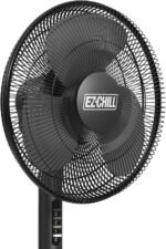 EZ-CHILL 16” Oscillating Pedestal Fan, 3-speed Options, 90-Degree Oscillating Head, Adjustable Height and Tilt, Powerful Air Flow, Black, MTFS-16B-BLK - Image 5