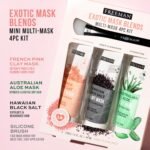 Freeman Exotic Blends Facial Mask 4 Piece Set, Peel-Off & Jelly Masks, Cleansing, Pore-Clearing & Hydrating Facial Masks, For All Skin Types, Includes Silicone Mask Brush, Vegan & Cruelty-Free - Image 3