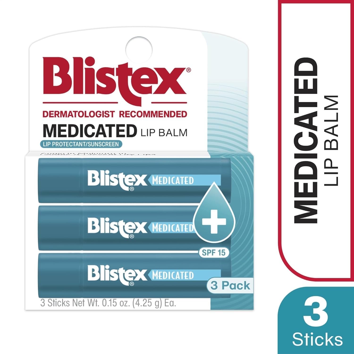 Blistex Medicated Lip Balm, 0.15 Ounce, 3 Count (Pack of 1) Prevent Dryness & Chapping, SPF 15 Sun Protection, Seals in Moisture, Hydrating Lip Balm, Easy Glide Formula for Full Coverage - Image 8