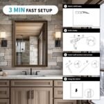 Retro Copper Effect Framed Wall Mirror, 16x20 Rectangle Mirror, 1/8"Anti-desilvering Tempered Glass, Sustainable&Sturdy Frame, Anti-Rust, HD Reflection &3min Fast Setup for Bathroom Living Room - Image 6