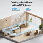 hykolity Fan for Bedroom, 90°+70° Omnidirectional Oscillating Standing Fan, 3 in 1 Pedestal & Tabletop fan, Quiet Floor Fan with Remote, Adjustable Heights, 8 Speeds Air Circulator, 12H Timer - Image 6