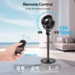 hykolity Fan for Bedroom, 90°+70° Omnidirectional Oscillating Standing Fan, 3 in 1 Pedestal & Tabletop fan, Quiet Floor Fan with Remote, Adjustable Heights, 8 Speeds Air Circulator, 12H Timer - Image 7