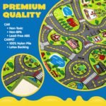 JOYIN Kids Play Rugs - 12 Pull-Back Vehicle Set - Durable Carpet Playmat Rug - City Pretending Play - Toddler Car Track Rug - Image 6