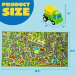 JOYIN Kids Play Rugs - 12 Pull-Back Vehicle Set - Durable Carpet Playmat Rug - City Pretending Play - Toddler Car Track Rug - Image 7