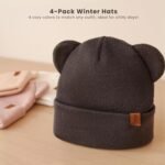 Konssy 4 Pack Baby Winter Hat with Bear Ears, Warm Rib Baby Knit Beanie for Newborns & Infants, Cozy Hat 0–6 Months - Image 10