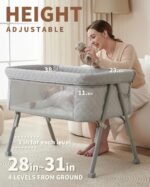 AirClub Bassinet Bedside Sleeper, Baby Crib for Newborn, Baby Bassinets Bedside Sleeper with 4 Auto-Lock & Adjustable Height, Breathable Mesh & Mattress, Bedside Bassinet - Image 4