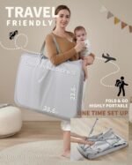 AirClub Bassinet Bedside Sleeper, Baby Crib for Newborn, Baby Bassinets Bedside Sleeper with 4 Auto-Lock & Adjustable Height, Breathable Mesh & Mattress, Bedside Bassinet - Image 8