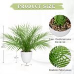 Briful Fake Plant 15’’ Artificial Palm Plant in White Pot Real Touch Faux Tropical Palm Tree Houseplant for Home Indoor Living Room Tabletop Balcony Decorations - Image 3