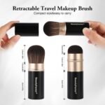 Retractable Kabuki Makeup Brush,Round Head Travel Makeup Brush Portable Brushes for Powder and Liquid Foundation, Bronzer, Blush and other face makeup With Aluminum Handle - Image 3