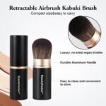 Retractable Kabuki Makeup Brush,Round Head Travel Makeup Brush Portable Brushes for Powder and Liquid Foundation, Bronzer, Blush and other face makeup With Aluminum Handle - Image 5