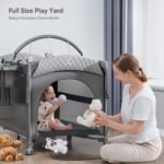 4 in 1 Baby Bassinet, Pack and Play, Bedside Crib Sleeper, Diaper Changer - Comes with Mattress, Mosquito Net, Bottom Storage and Toy Bar for Newborn to Toddles - Image 5