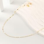 BERISO 14K Gold/Silver Plated Choker Necklace for Women Shining Dots Station Gold Chain Necklace Beads Sparkle Chain Necklace Link Chain Exquisite Jewelry for women - Image 7