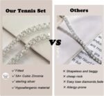 Tennis Necklace Bracelet for Women, Sterling Sliver, Dainty Chocker Necklace, Crystal Bracelet for Women, Wedding Jewelry for Bride, Sparkly Party Prom Hypoallergenic - Image 8