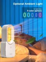 let'me Desk Fan, Portable Bladeless Fan 11.8 inch Small Personal Cooling Fan with 5 Colors Touch Control LED Light, Quiet Table Fan for Office, Home, Bedroom - Image 4