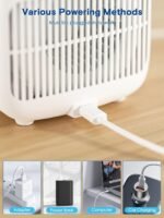 let'me Desk Fan, Portable Bladeless Fan 11.8 inch Small Personal Cooling Fan with 5 Colors Touch Control LED Light, Quiet Table Fan for Office, Home, Bedroom - Image 5