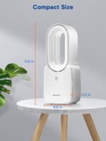 let'me Desk Fan, Portable Bladeless Fan 11.8 inch Small Personal Cooling Fan with 5 Colors Touch Control LED Light, Quiet Table Fan for Office, Home, Bedroom - Image 7