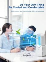 let'me Desk Fan, Portable Bladeless Fan 11.8 inch Small Personal Cooling Fan with 5 Colors Touch Control LED Light, Quiet Table Fan for Office, Home, Bedroom - Image 8